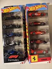 Hot Wheels 5 Pack Lot: All Red Ferrari And Formula 1.