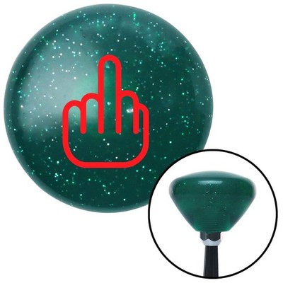 Red Smooth Middle Finger Green Retro Metal Flake Shift Knob w/ M16x1.5 Insert