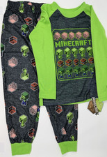 Boys Size XS 4/5 Minecraft 2-Piece Pajama Set Pajamas Sleepwear Long Sleeve
