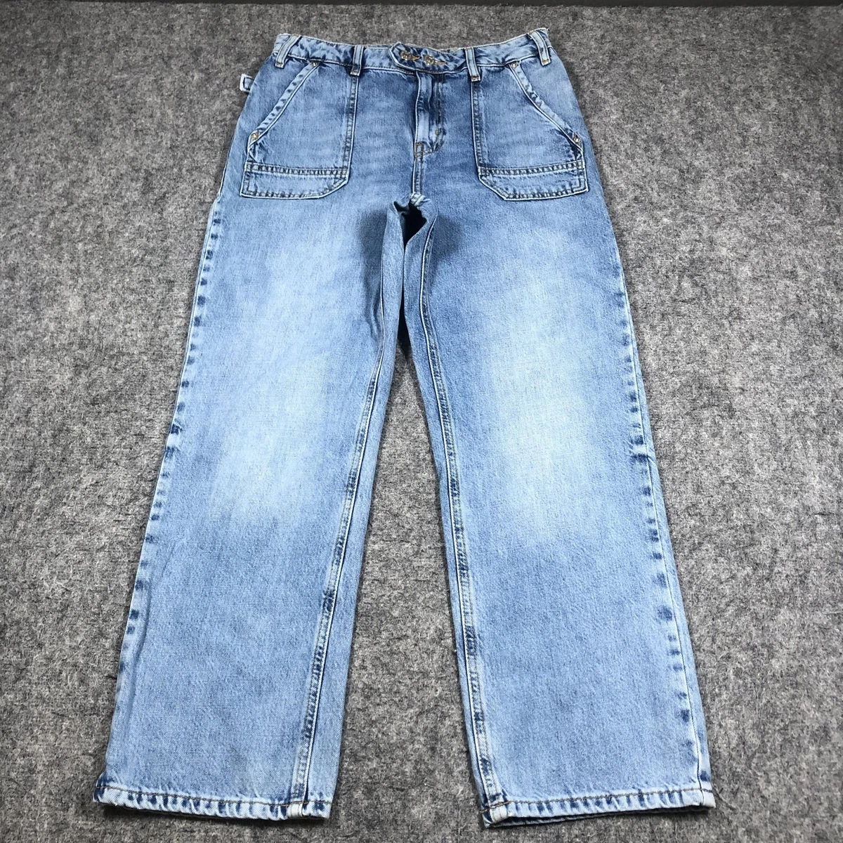 Pantalones de mezclilla rectos recortados Forever 21 premium para mujer 28 lavado claro tiro alto