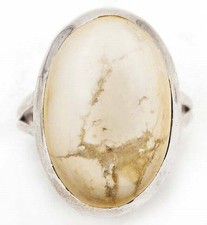 Natural White Howlite 925 Solid Sterling Silver Ring Jewelry Sz 7.5