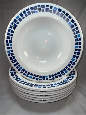 Corelle Precious Colours Sapphire Blue CORNING 10.5  Flat Rim Pasta Soup Bowls-8