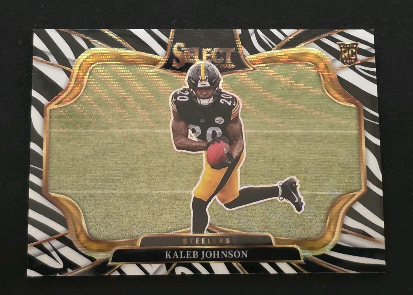 2025 Panini Select Kaleb Johnson Field Level Zebra RC SSP Steelers