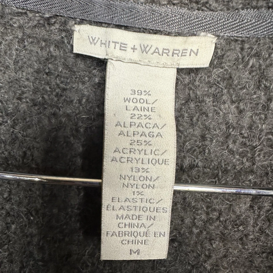 Cárdigan Largo Blanco + Warren Lana Merino Mezcla Alpaca Textura Difusa Para Mujer M Foto 3 de 4