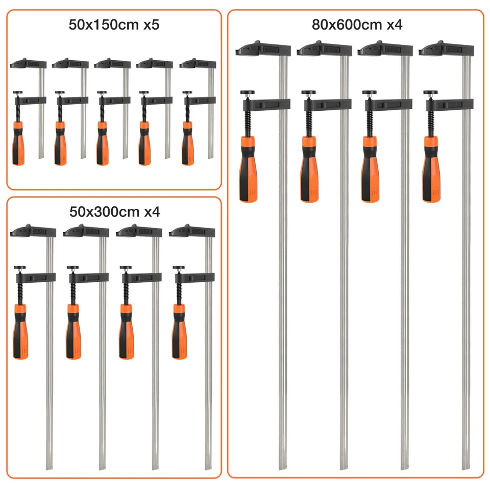 13pcs Wood Clamps Quick Grip - VonHaus Heavy Duty F Clamps for Woodwork - Image 3 of 4