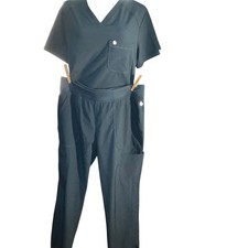 Cherokee Infinity Womens Scrub Set Large P Teal V-Neck Top Cargo Pants CK065AP