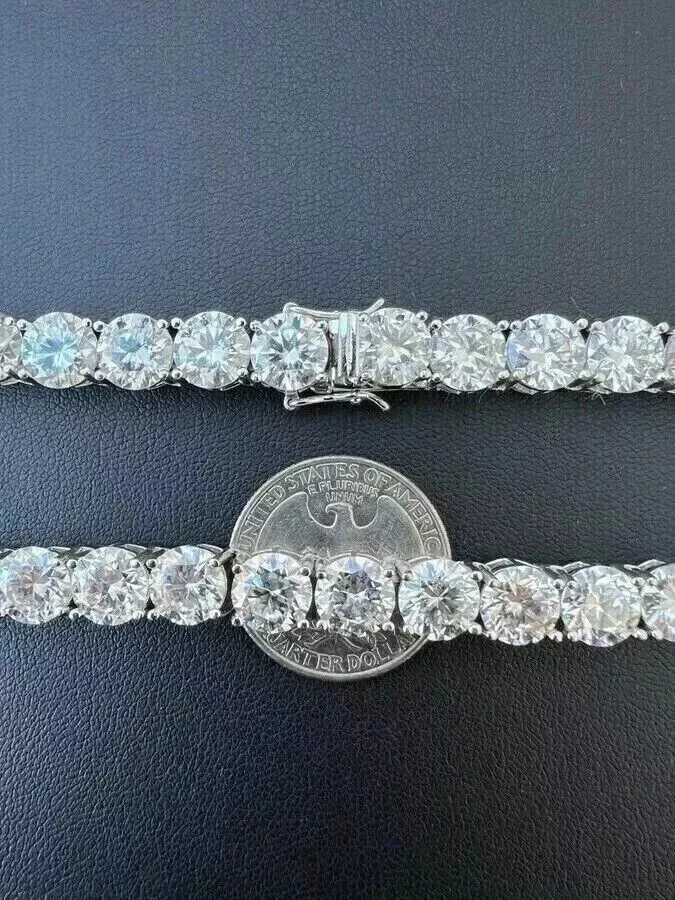 Теннисное ожерелье 25 карат 5 мм круглой огранки с лабораторными бриллиантами покрытие белым золотом 14 карат 20 дюймов - Изображение 4 из 4