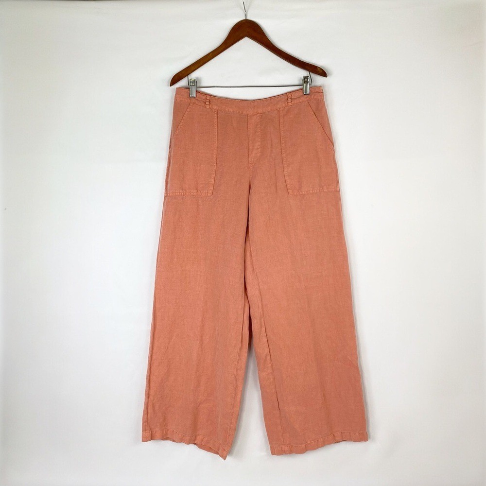 CALYPSO ST BARTH Linen Blend Wide Leg Pant Beach Coral Casual Bohemian Sz Large