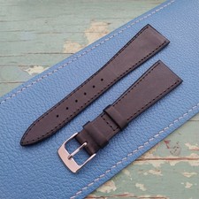 20mm Hadley Roma Black Calfskin Tapered 20/14 Leather Vintage Watch Strap