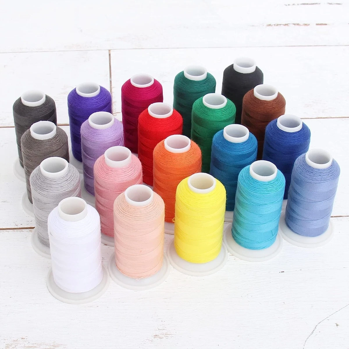 Threadart Polyester All-Purpose Sewing Thread Set-600m Cones-20 Vivid Colors