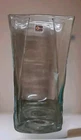 BLENKO HANDMADE BLOWN GLASS PAPER BAG VASE ART GLASS CLEAR 8 1/2"