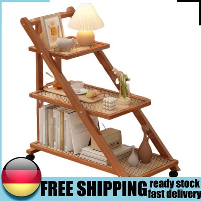 Adjustable End Tables with Wheels with 3-Tier Storage Shelves Mobile Side Table