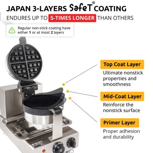 Belgian Waffle Maker Thick | 360 Rotating Mechanism | Round-Shape Waffles | 110V - Picture 2 of 9