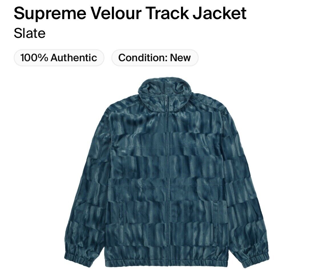 Supreme Velour Track Jacket Slate FW21 SMALL 100% AUTHENTIC | eBay