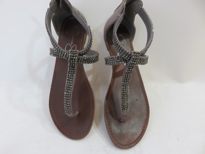 Jessica Simpson ''Ravenna'' Dress Sandal, Natural/Mocha w/ Rhinestones 7 M US