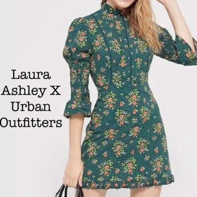 Laura Ashley x Urban Outfitters Maisy Mock Neck Mini Floral Dress Size  Medium | eBay