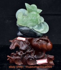 11.6" ancient Chinese natural Xiu jade carving Fengshui 12 Zodiac Dog statue
