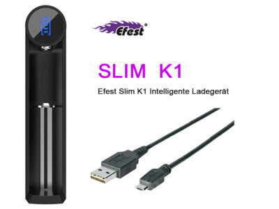 Efest SLIM K1 Ladegerät für Lithium-Ionen Akkus der Größen 10440 bis 26650