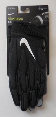 Nike NFL Superbad 5.0 Football Gloves Leather Men Black/Wolf Grey/White XL