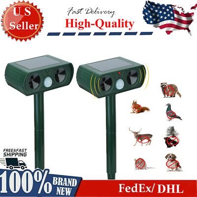 Ultrasonic Animal Repeller Deterrent Keep Deer Cat Dog Raccoon Mouse Fox Away