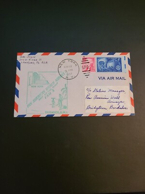 Pan Am Airlines First Day Cover FAM 5 NY to Barbados 5/12/1957