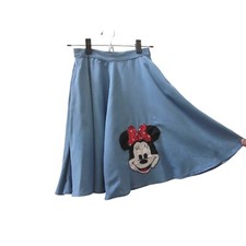 VTG Girls Handmade Blue Embroidered  Appliqued MINNIE MOUSE Circle Skirt