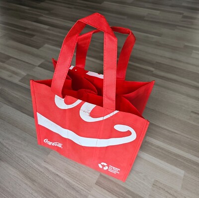 Coca Cola Bottlebag 6 Fächer Shopping Bag Stofftragetasche 29×25×19 cm