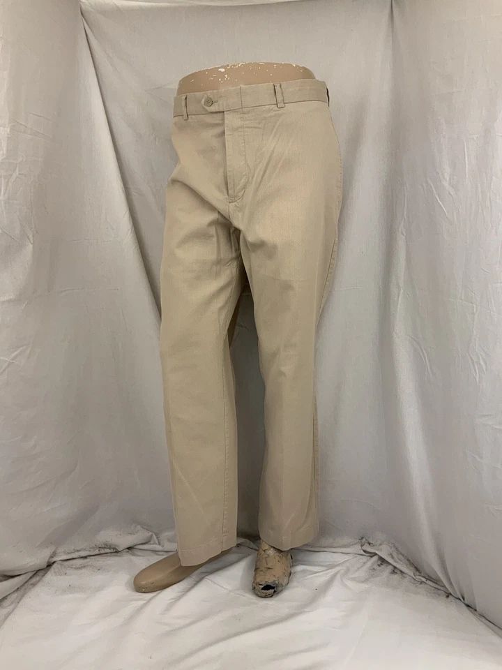 Alex Cannon 男式裤子 34x29 棕褐色棉聚乙烯平前穿两次 YGI U1-691 — 第 2/4 张图片