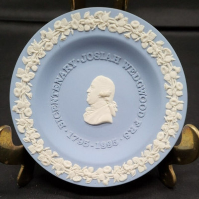 1995 JOSIAH WEDGWOOD CAMEO BICENTENARY Blue Jasper Trinket Round Dish 7867