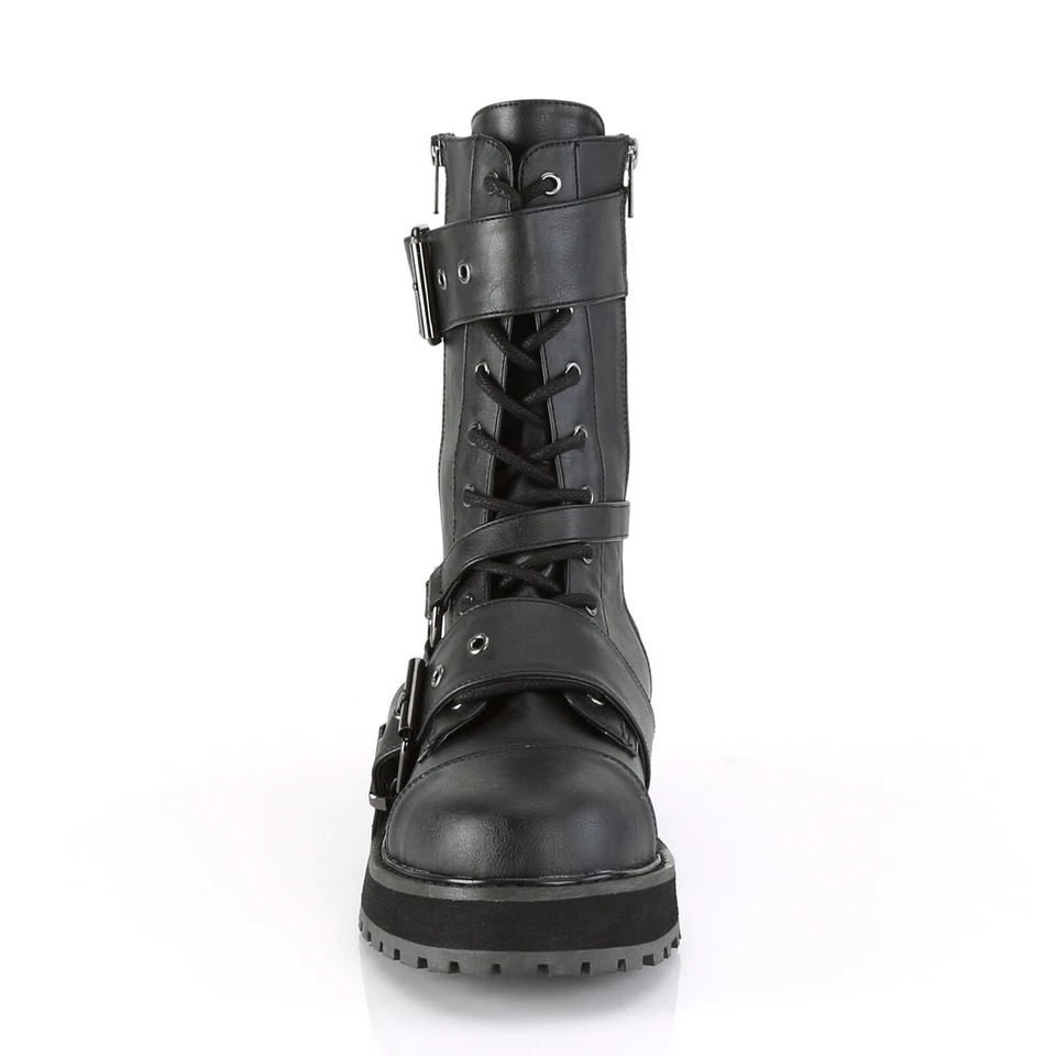 Botas negras DEMONIA VAL220/BVL para hombre unisex plataforma gótica combate punk media pantorrilla Foto 2 de 4