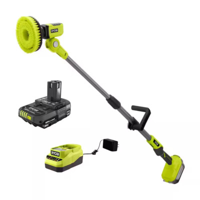 Telescoping Power Scrubber Kit 18V Cordless with 2.0 Ah Battery and Charger