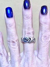 LOVELY Designer ORNATE Sterling Silver Dimensional Scroll/Bead Work Band Ring