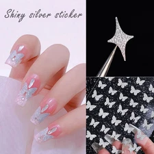 Nail Art Glitter Sticker 3D Star Heart Decoration Diamonds Embossed Manicure