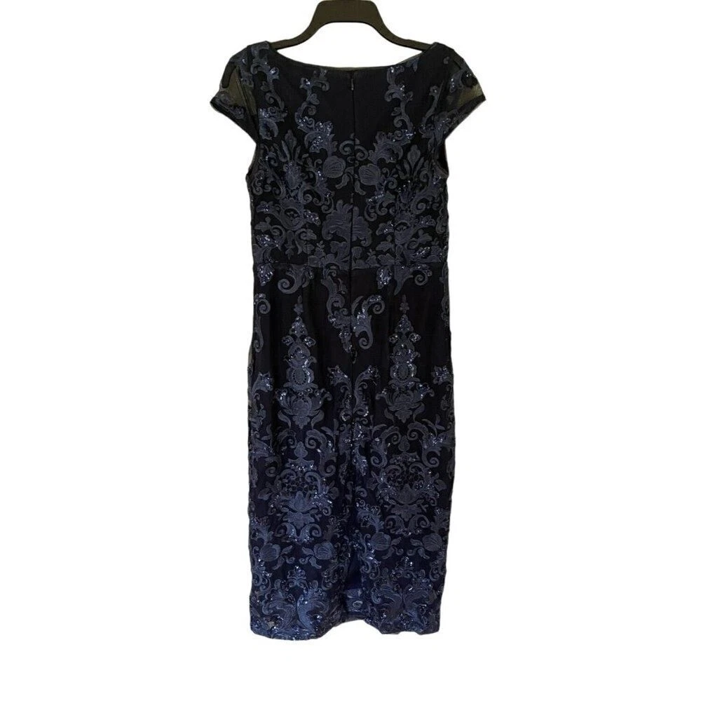 marina navy sequin dress Navy blue Dress with sequin sleeves