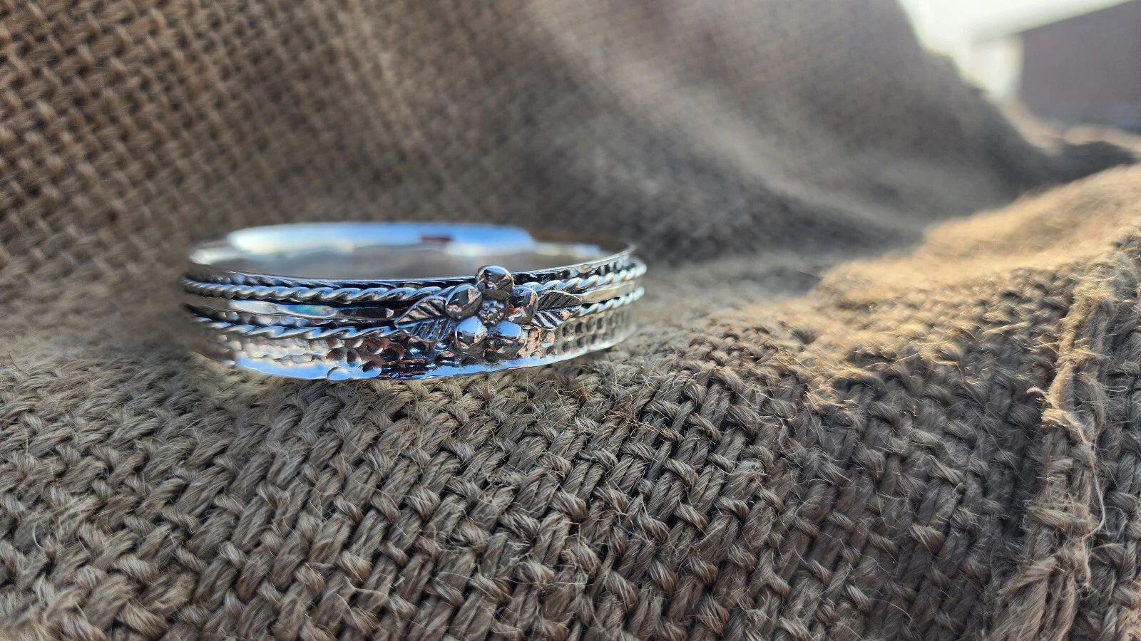 VALENTINO Bracciale Boho Argento Sterling 925 Alta Finitura Filatore Fiore Designer Filatore