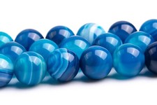 8MM Blue Striped Agate Beads Round Gemstone Loose Beads