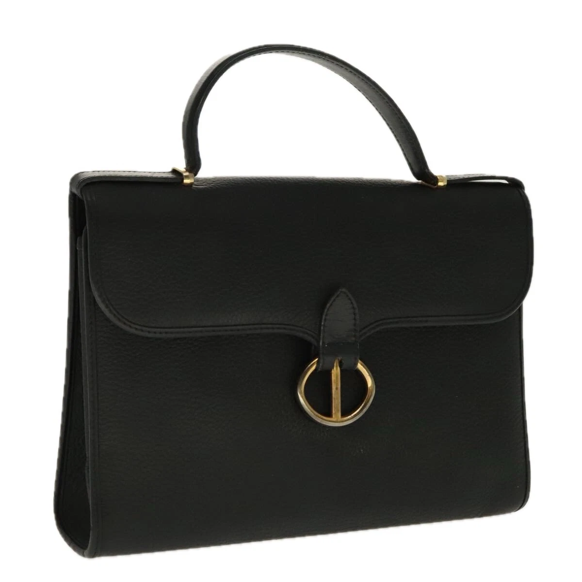 Sac à main Christian Dior cuir noir or authentique 95744