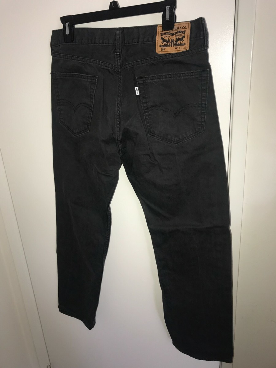 Men's Levis 505 White Tab Black Zip Fly Denim Jeans Pants 34x30 | eBay