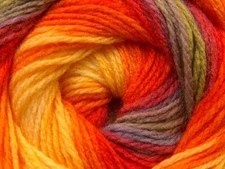 100gr Magic Light #22036 Yellow Orange Green Taupe + Ice Self-Striping DK Yarn