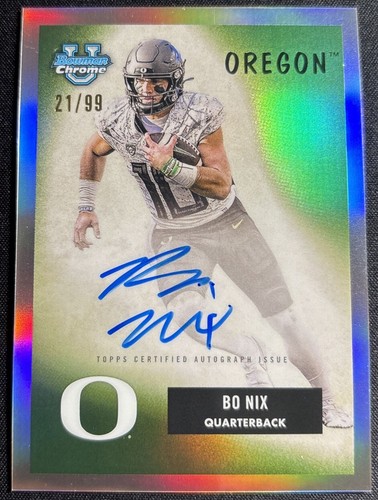 BO NIX 2023 BOWMAN U CHROME 1955 ROOKIE REFRACTOR AUTO RC /99 ON CARD BRONCOS