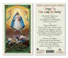 Prayer To Our Lady of Charity Prayer card laminated