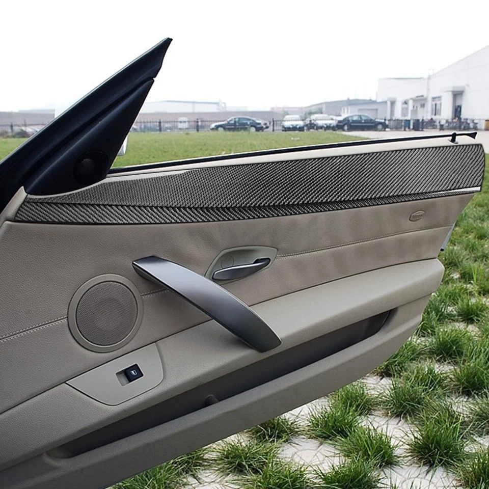 Cubierta de panel de puerta interior de fibra de carbono real 4 piezas para BMW Z4 E85 2003-2008 Foto 3 de 4