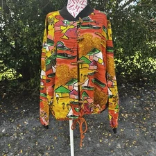 Vintage Passports Pier 1 Imports Toggle Jacket Tribal Island World One Size