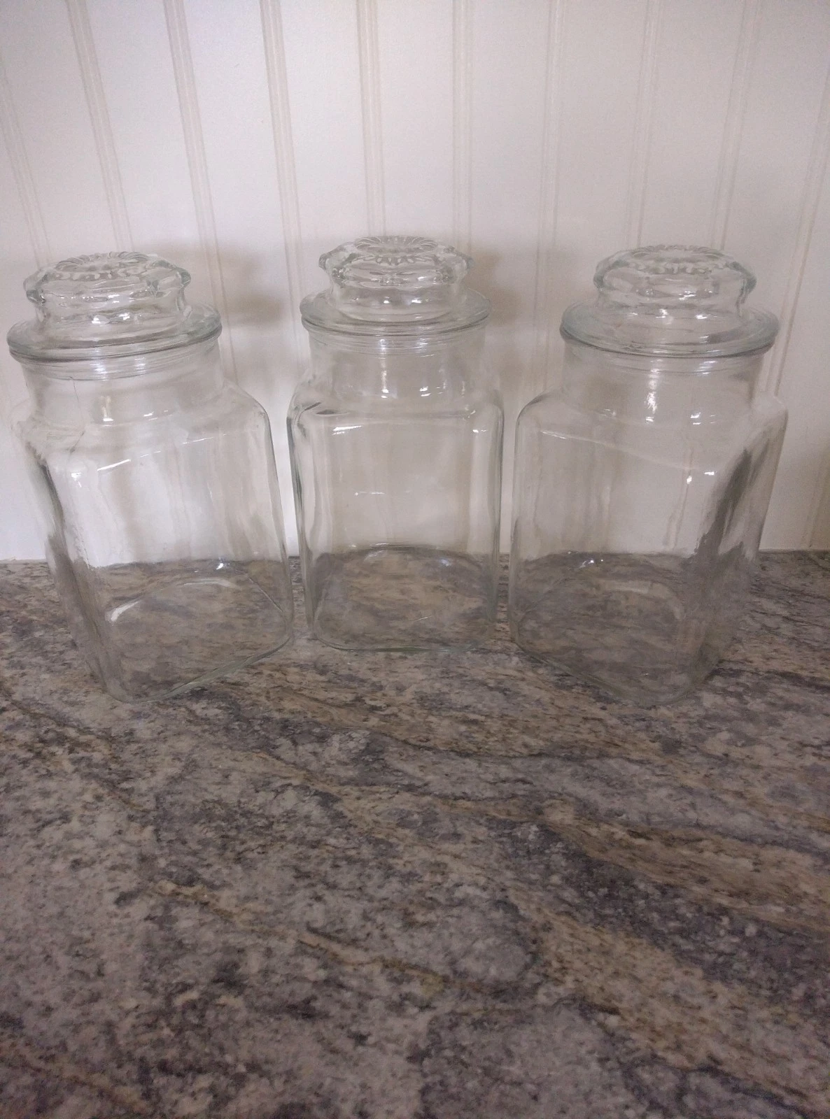 Vintage Anchor Hocking 9.5 Large Square Apothecary Glass Jars