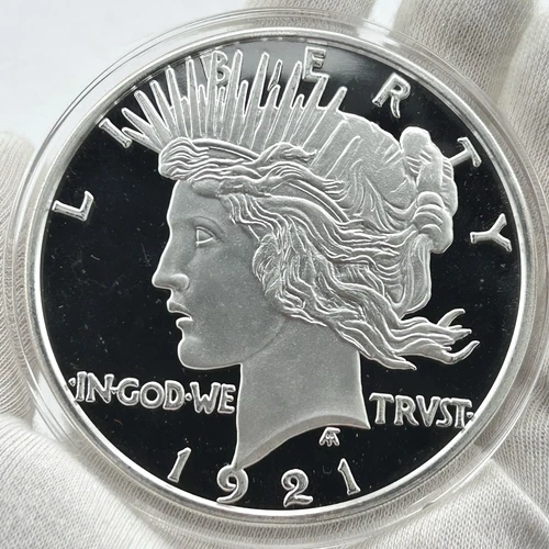 "1921" Peace Dollar 5 troy oz Silver .999 Fine Five Ounce Bullion Round Capsuled