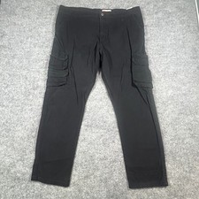 Wrangler Flex Cargo Pants Men 40x30 Black Regular Fit Tapered Leg Cotton Stretch