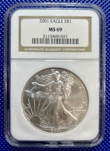 2001 ~ Silver Eagle S$1 ~ NGC MS69 ~ #3113460-021