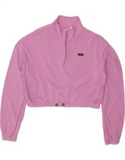 VANS Womens Oversized Crop Zip Neck Sweatshirt Jumper UK 10 Small Pink CO32