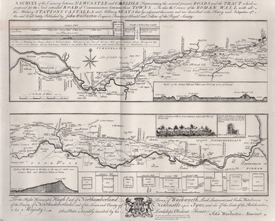 SURVEY MAP OF NEWCASTLE & CARLISLE 1753 . THIS IS A 1971 REPRODUCTION