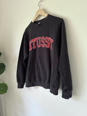 VTG 90s Y2K Stussy Faded Black University Crewneck Grail